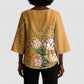 Africa King Proteas Dashiki Motif Kimono Sleeve Blouse Gold Style