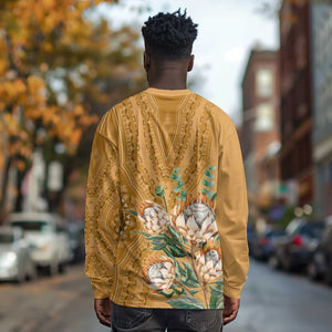 Afro King Proteas Dashiki Motif Long Sleeve Shirt Gold Style LT9