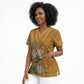 Africa King Proteas Dashiki Motif Scrub Top Gold Style