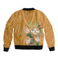 Afro King Proteas Dashiki Motif Sleeve Zip Bomber Jacket Gold Style