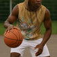 Afro King Proteas Dashiki Motif Sleeveless Hoodie Gold Style - African Pride