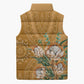 Africa King Proteas Dashiki Motif Sleeveless Puffer Jacket Gold Style