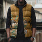 Africa King Proteas Dashiki Motif Sleeveless Puffer Jacket Gold Style