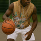 Afro King Proteas Dashiki Motif Sleeveless Zip Hoodie Gold Style - African Pride