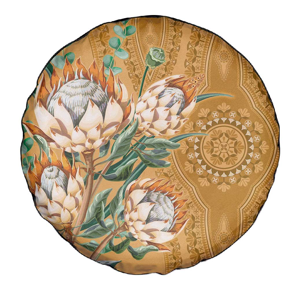 Afro King Proteas Dashiki Motif Spare Tire Cover Gold Style