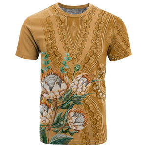 Afro King Proteas Dashiki Motif T shirt Gold Style