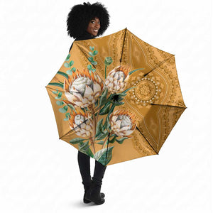 Africa King Proteas Dashiki Motif Umbrella Gold Style
