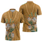 Africa King Proteas Dashiki Motif Zipper Polo Shirt Gold Style
