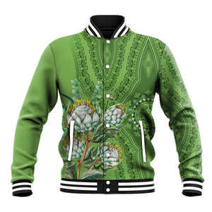 Afro King Proteas Dashiki Motif Baseball Jacket Green Style LT9