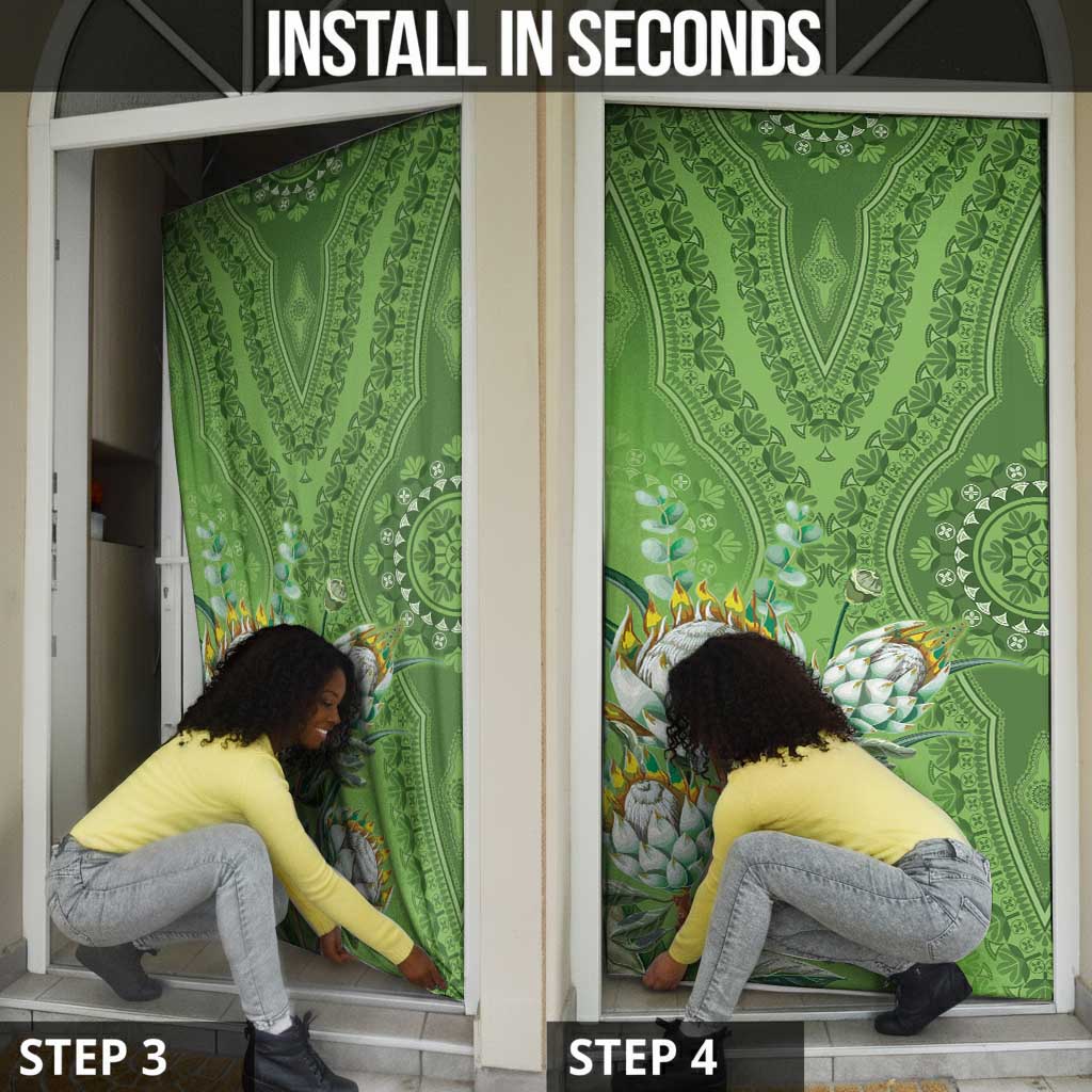 Africa King Proteas Dashiki Motif Door Cover Green Style