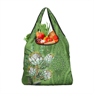 Afro King Proteas Dashiki Motif Grocery Bag Green Style