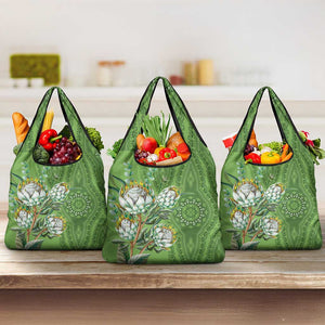 Afro King Proteas Dashiki Motif Grocery Bag Green Style