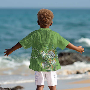 Afro King Proteas Dashiki Motif Kid Hawaiian Shirt Green Style