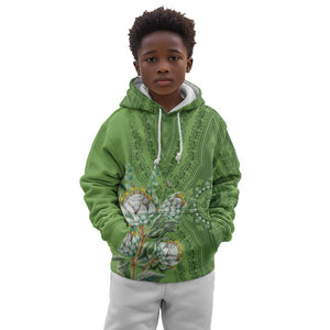Afro King Proteas Dashiki Motif Kid Hoodie Green Style
