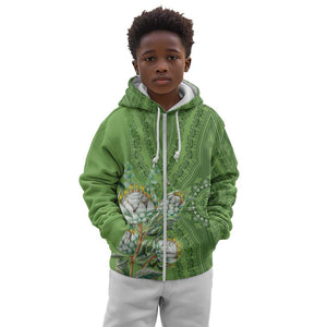 Afro King Proteas Dashiki Motif Kid Hoodie Green Style