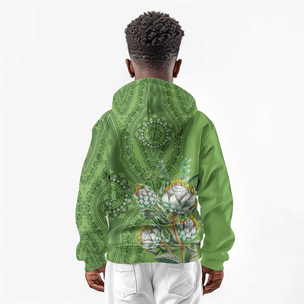 Afro King Proteas Dashiki Motif Kid Hoodie Green Style