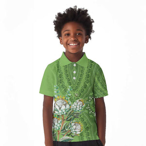 Afro King Proteas Dashiki Motif Kid Polo Shirt Green Style