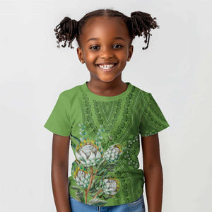 Afro King Proteas Dashiki Motif Kid T shirt Green Style