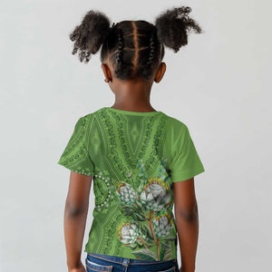 Afro King Proteas Dashiki Motif Kid T shirt Green Style