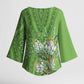 Africa King Proteas Dashiki Motif Kimono Sleeve Blouse Green Style