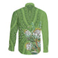 Afro King Proteas Dashiki Motif Long Sleeve Button Shirt Green Style