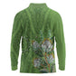 Afro King Proteas Dashiki Motif Long Sleeve Polo Shirt Green Style