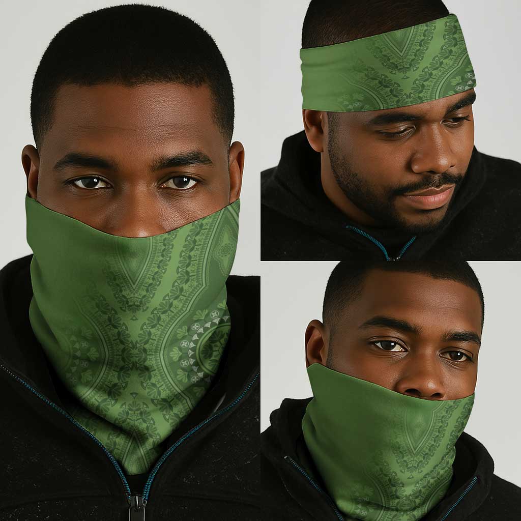 Afro King Proteas Dashiki Motif Neck Gaiter Green Style - African Pride