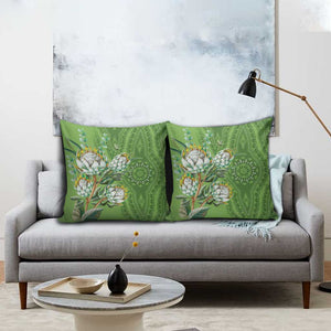 Africa King Proteas Dashiki Motif Pillow Cover Green Style