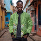 Afro King Proteas Dashiki Motif Sleeve Zip Bomber Jacket Green Style