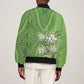 Afro King Proteas Dashiki Motif Sleeve Zip Bomber Jacket Green Style