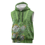 Afro King Proteas Dashiki Motif Sleeveless Hoodie Green Style - African Pride