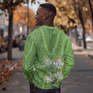 Afro King Proteas Dashiki Motif Sweatshirt Green Style
