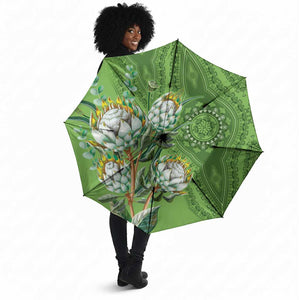 Africa King Proteas Dashiki Motif Umbrella Green Style