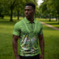 Africa King Proteas Dashiki Motif Zipper Polo Shirt Green Style