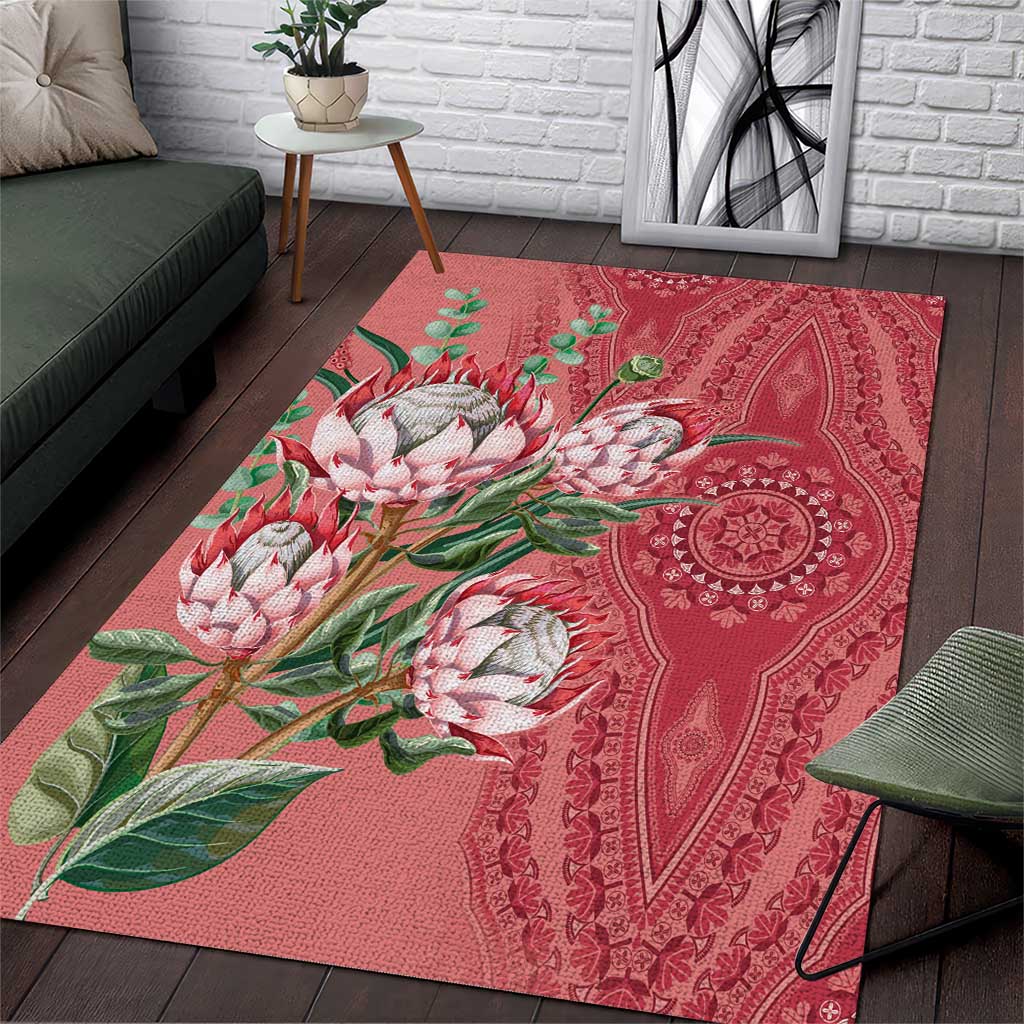 Afro King Proteas Dashiki Motif Area Rug Peach Style by AfricanPride