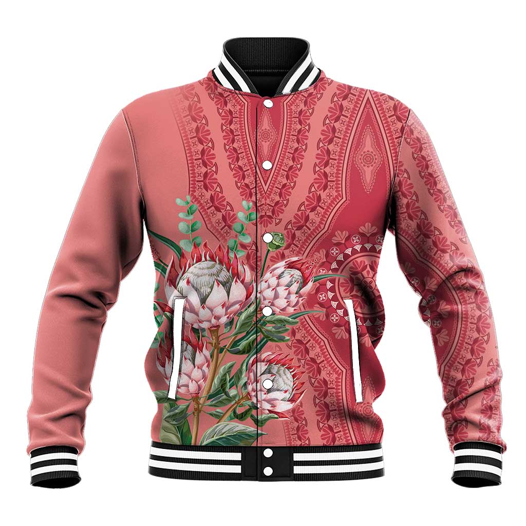 Afro King Proteas Dashiki Motif Baseball Jacket Peach Style LT9