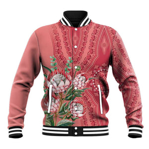 Afro King Proteas Dashiki Motif Baseball Jacket Peach Style LT9