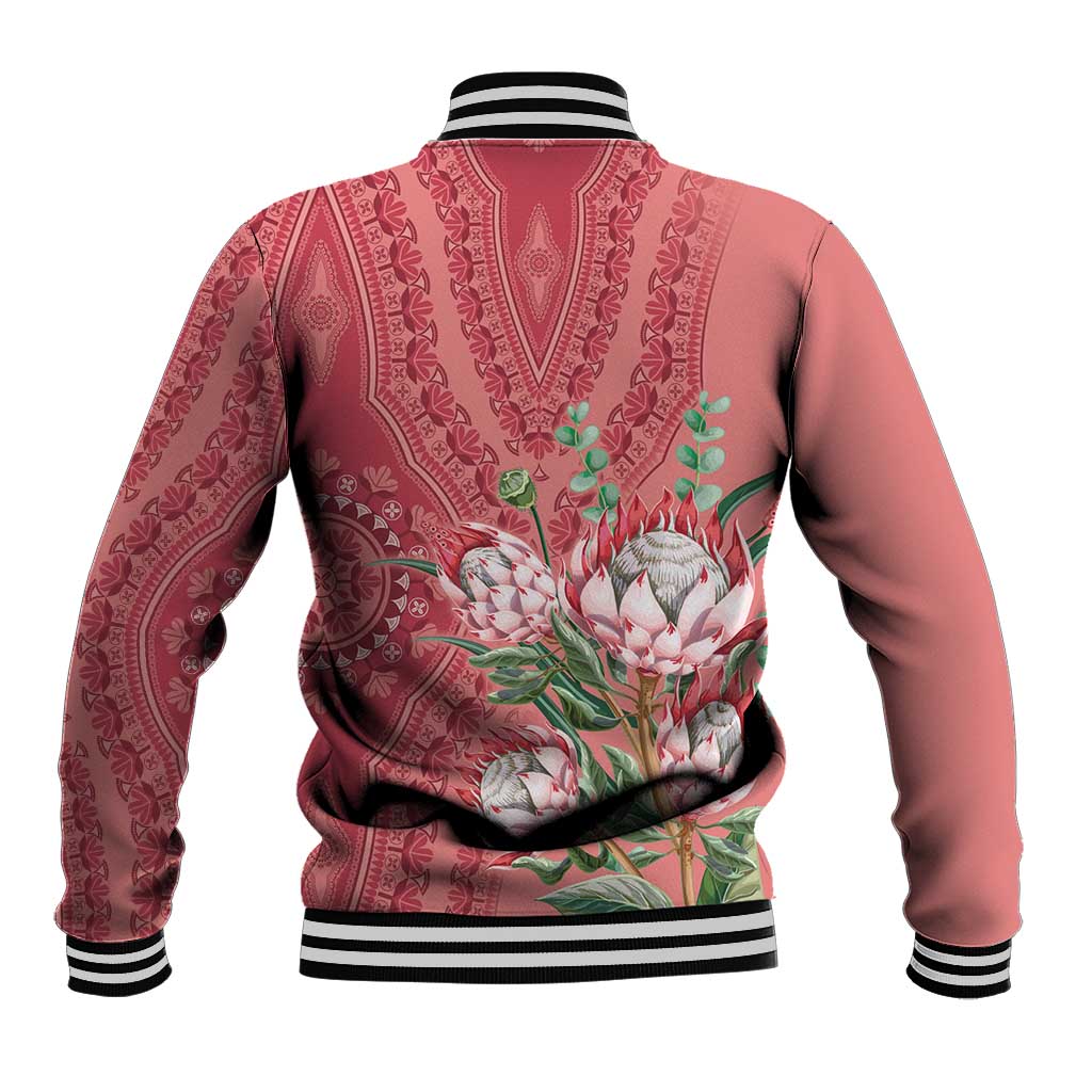 Afro King Proteas Dashiki Motif Baseball Jacket Peach Style LT9