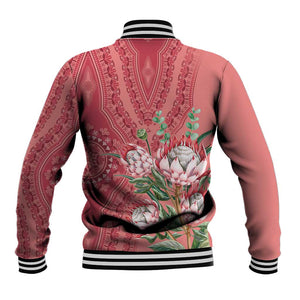 Afro King Proteas Dashiki Motif Baseball Jacket Peach Style LT9