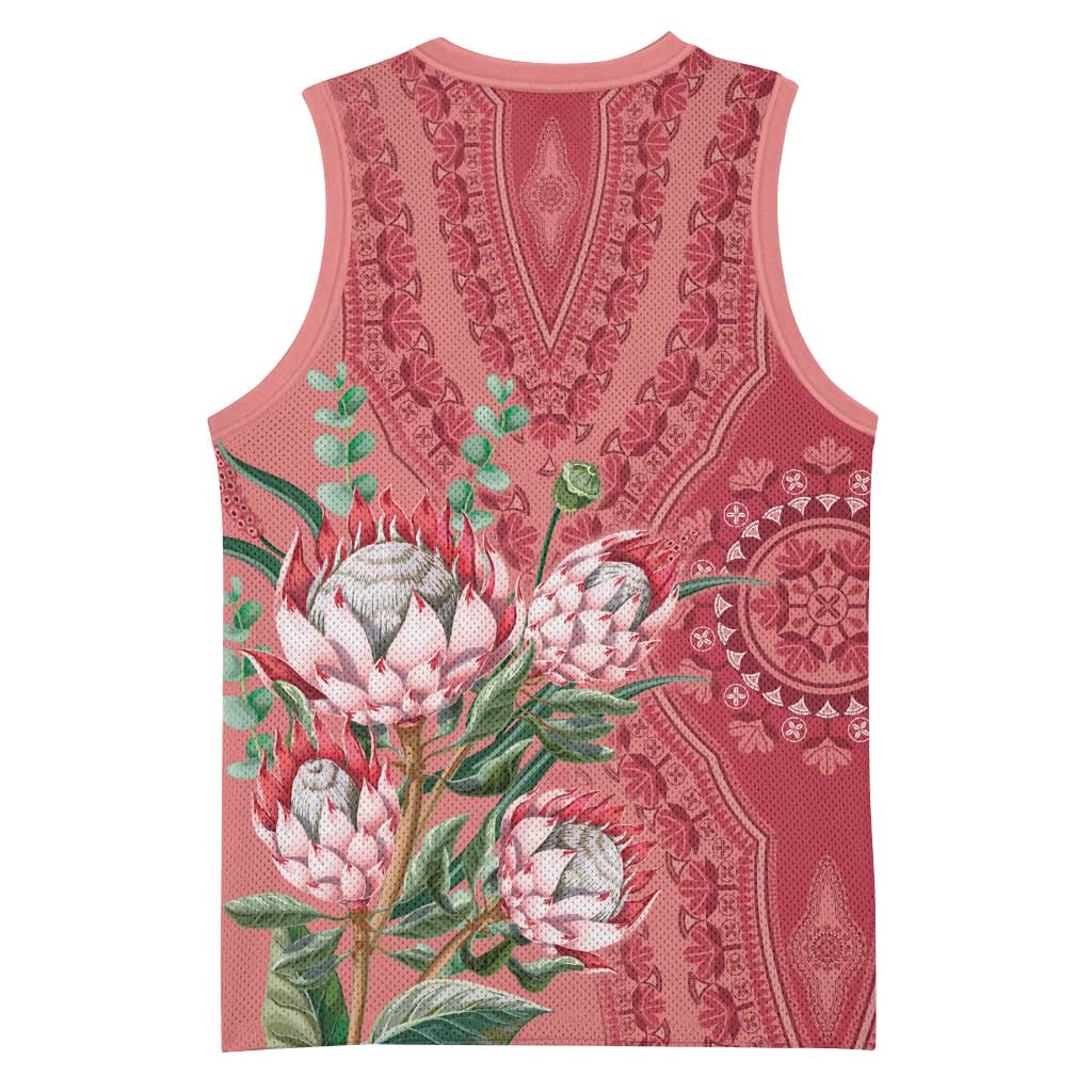 Afro King Proteas Dashiki Motif Basketball Jersey Peach Style - African Pride