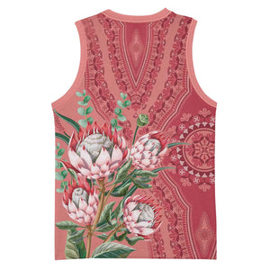 Afro King Proteas Dashiki Motif Basketball Jersey Peach Style - African Pride