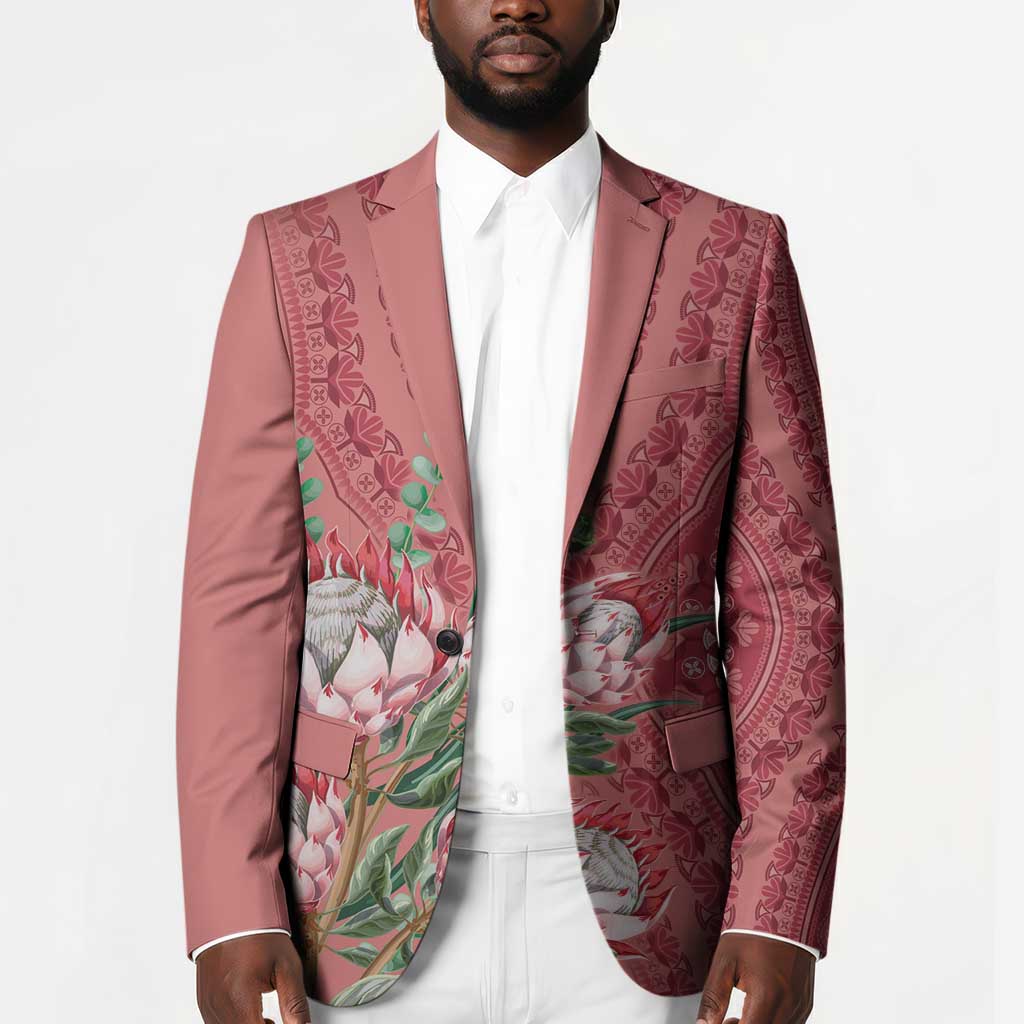 Africa King Proteas Dashiki Motif Blazer Peach Style