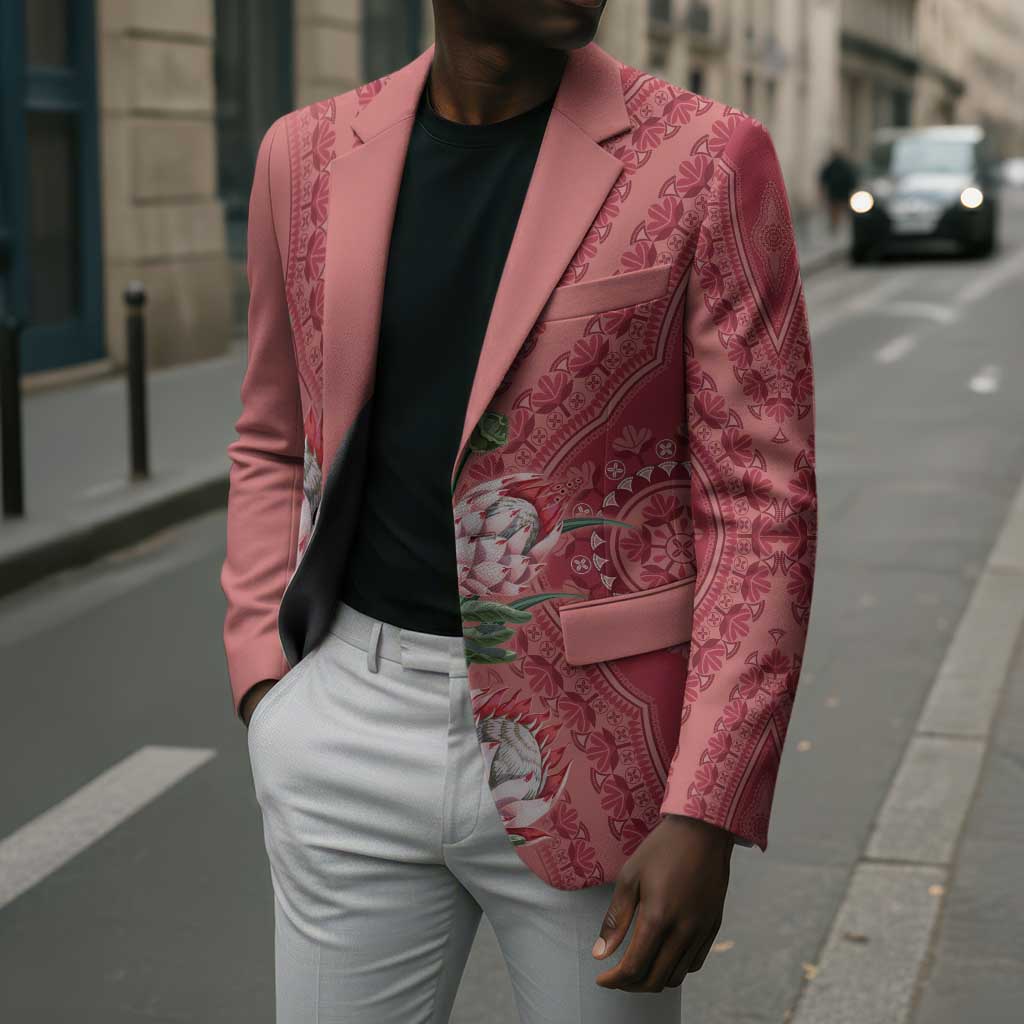 Africa King Proteas Dashiki Motif Blazer Peach Style