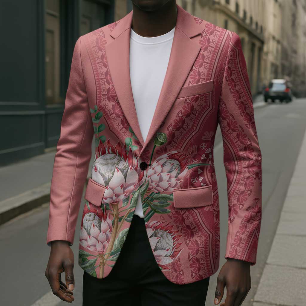 Africa King Proteas Dashiki Motif Blazer Peach Style