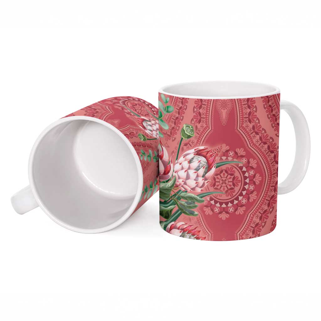 Africa King Proteas Dashiki Motif Ceramic Mug Peach Style
