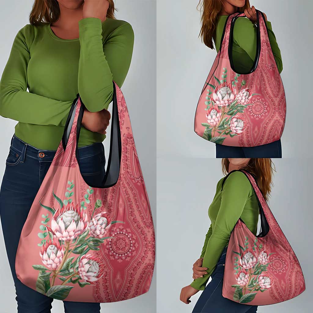 Afro King Proteas Dashiki Motif Grocery Bag Peach Style