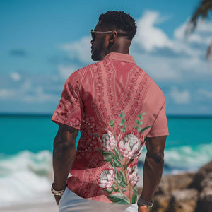 Afro King Proteas Dashiki Motif Hawaiian Shirt Peach Style