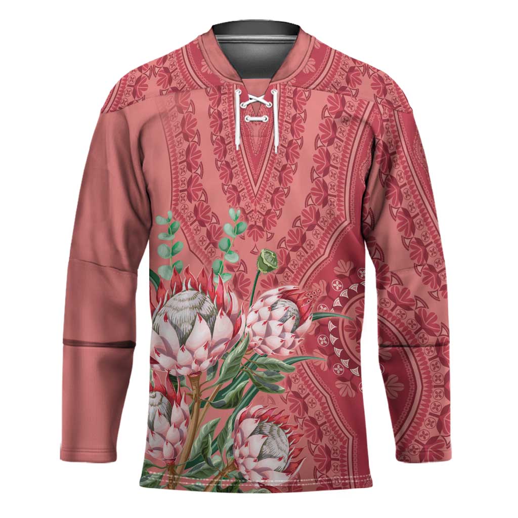 Africa King Proteas Dashiki Motif Hockey Jersey Peach Style