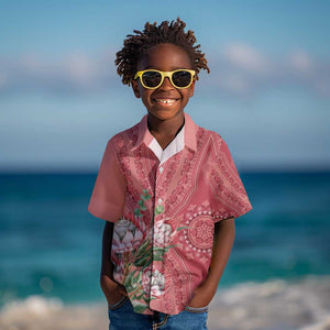 Afro King Proteas Dashiki Motif Kid Hawaiian Shirt Peach Style