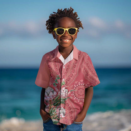 Afro King Proteas Dashiki Motif Kid Hawaiian Shirt Peach Style